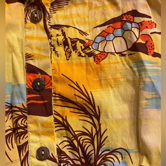 Hawaii Hangover Tropical Yellow Sleeveless Collared shirt Dress turtles! Small - Picture 8 of 10